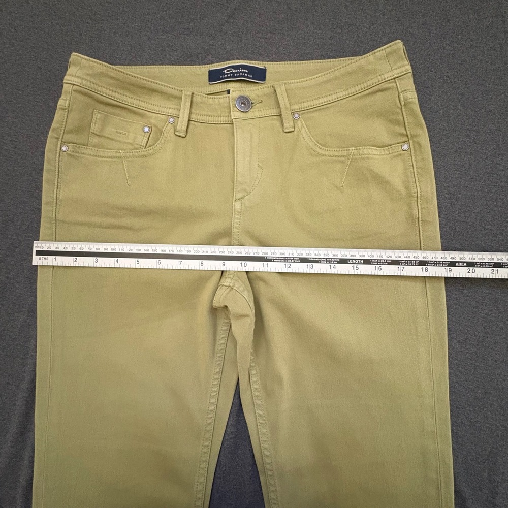 Tommy Bahama Cropped Pants Women 10 Olive Green Straight Leg Stretch Jeans - Picture 10 of 11